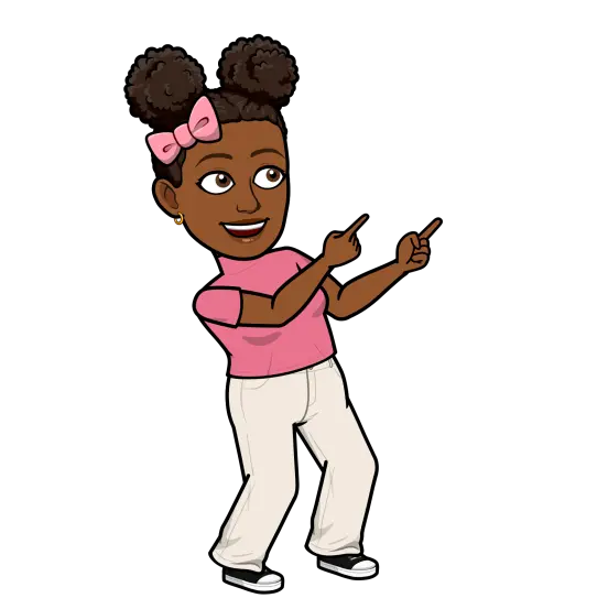 avatar de uma menina preta indicando para o texto no lado direito